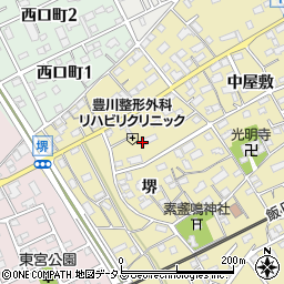 愛知県豊川市下長山町堺周辺の地図