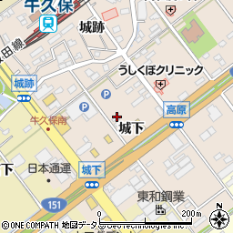 愛知県豊川市牛久保町城下周辺の地図