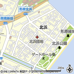 愛知県蒲郡市形原町（北浜）周辺の地図