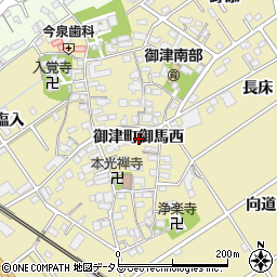 愛知県豊川市御津町御馬西周辺の地図