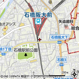 池田泉州銀行石橋支店周辺の地図