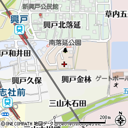 京都府京田辺市興戸南落延28-15周辺の地図