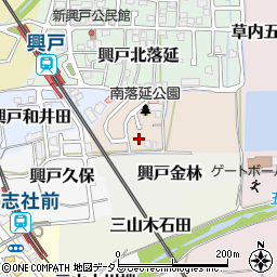 京都府京田辺市興戸南落延28周辺の地図