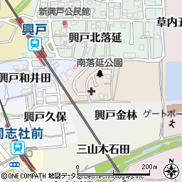 京都府京田辺市興戸南落延25-21周辺の地図