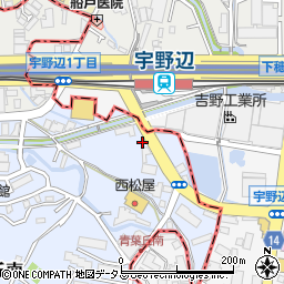 ザ・パーク宇野辺駅前駐車場周辺の地図