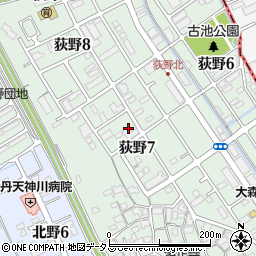 兵庫県伊丹市荻野7丁目周辺の地図