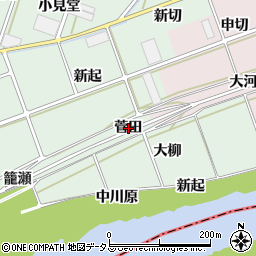 愛知県豊川市院之子町菅田周辺の地図