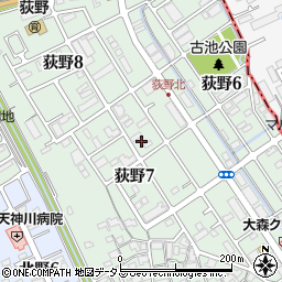 兵庫県伊丹市荻野7丁目58周辺の地図