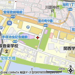 宝塚文化芸術センター庭園駐車場周辺の地図