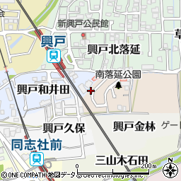 京都府京田辺市興戸南落延25-9周辺の地図