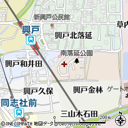 京都府京田辺市興戸南落延25-35周辺の地図