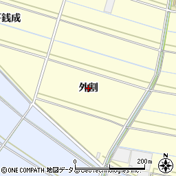 愛知県西尾市一色町中外沢（外割）周辺の地図