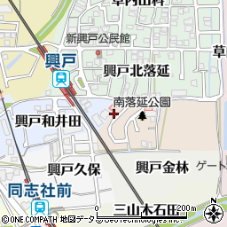 京都府京田辺市興戸南落延25-7周辺の地図