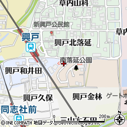 京都府京田辺市興戸南落延25-5周辺の地図