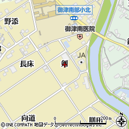 愛知県豊川市御津町御馬剣周辺の地図