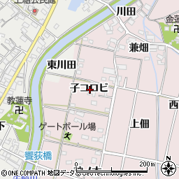 愛知県西尾市吉良町饗庭子コロビ周辺の地図