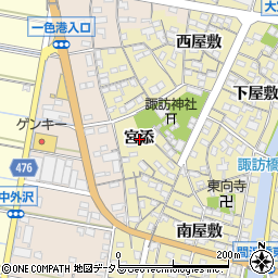 愛知県西尾市一色町一色宮添周辺の地図