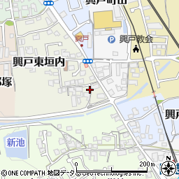 京都府京田辺市興戸東垣内97-4周辺の地図