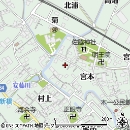 愛知県豊川市御津町下佐脇宮本72周辺の地図