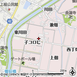 愛知県西尾市吉良町饗庭子コロビ25周辺の地図