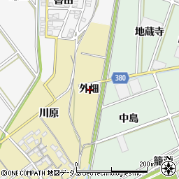 愛知県豊川市柑子町外畑周辺の地図