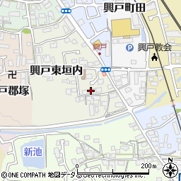 京都府京田辺市興戸東垣内87周辺の地図