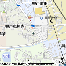 京都府京田辺市興戸東垣内88周辺の地図