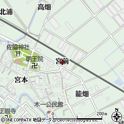 愛知県豊川市御津町下佐脇宮前周辺の地図