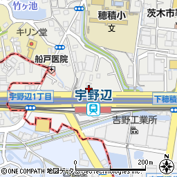 カースタレンタカー茨木宇野辺駅前店周辺の地図