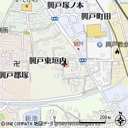 京都府京田辺市興戸東垣内73-4周辺の地図