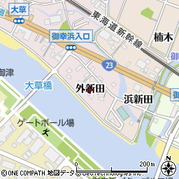 愛知県豊川市御津町大草（外新田）周辺の地図
