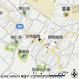 三重県津市芸濃町椋本628周辺の地図