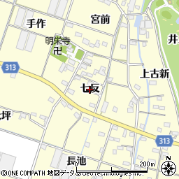 愛知県西尾市一色町大塚（七反）周辺の地図