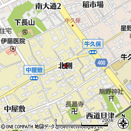 愛知県豊川市下長山町北側周辺の地図