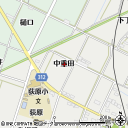 愛知県西尾市吉良町荻原中重田周辺の地図