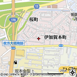 大阪府枚方市伊加賀本町周辺の地図