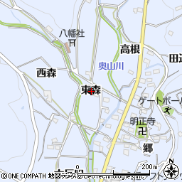 愛知県西尾市西幡豆町東森周辺の地図