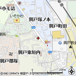 京都府京田辺市興戸東垣内12周辺の地図