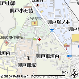 京都府京田辺市興戸東垣内1周辺の地図