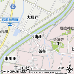 愛知県西尾市吉良町饗庭（川田）周辺の地図
