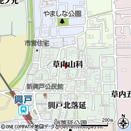 京都府京田辺市草内山科周辺の地図