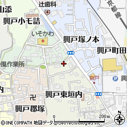 京都府京田辺市興戸東垣内8周辺の地図
