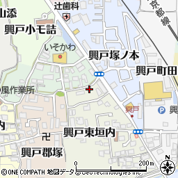 京都府京田辺市興戸東垣内8周辺の地図