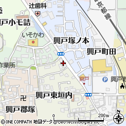 京都府京田辺市興戸東垣内10周辺の地図