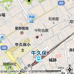 愛知県豊川市牛久保町周辺の地図