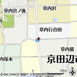京都府京田辺市草内行合田25周辺の地図