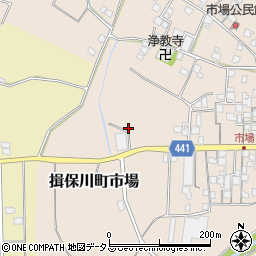 兵庫県たつの市揖保川町市場393周辺の地図