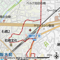 大阪府豊中市石橋麻田町周辺の地図