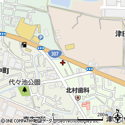 大阪府枚方市津田西町1丁目2周辺の地図