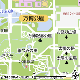 日本万国博覧会記念公園（万博記念公園）周辺の地図